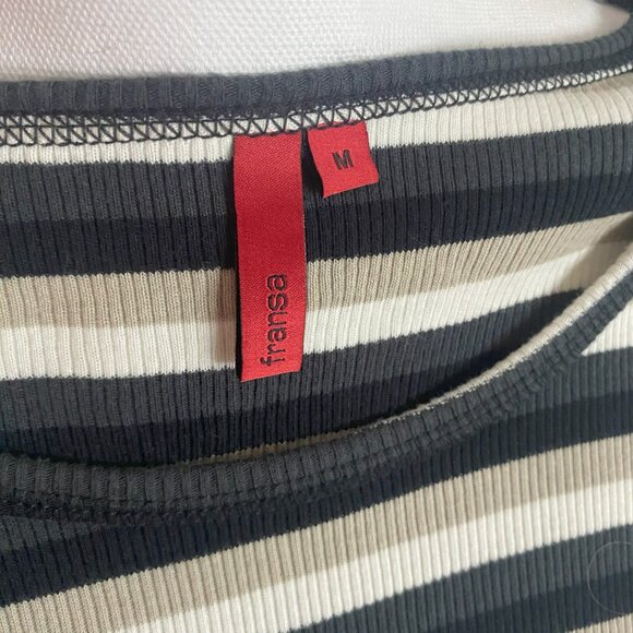 Fransa Ribbed Striped T-shirt  size Medium - Picture 10 of 10